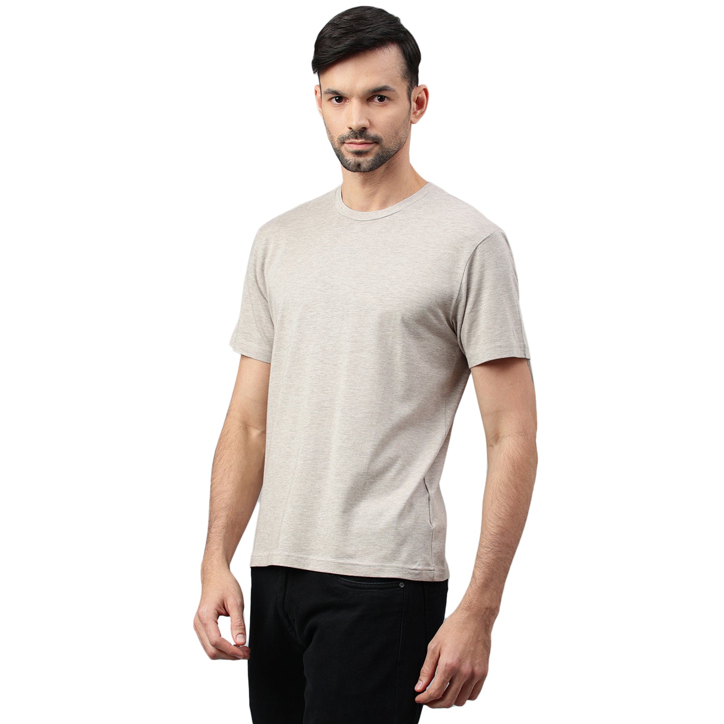 Supima Half Sleeves T-Shirt: Khaki/Light Brown