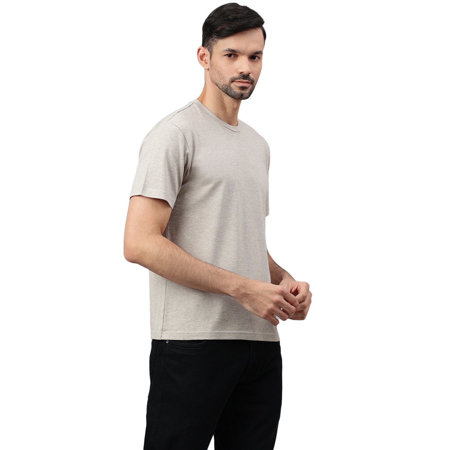 Supima Half Sleeves T-Shirt: Khaki/Light Brown