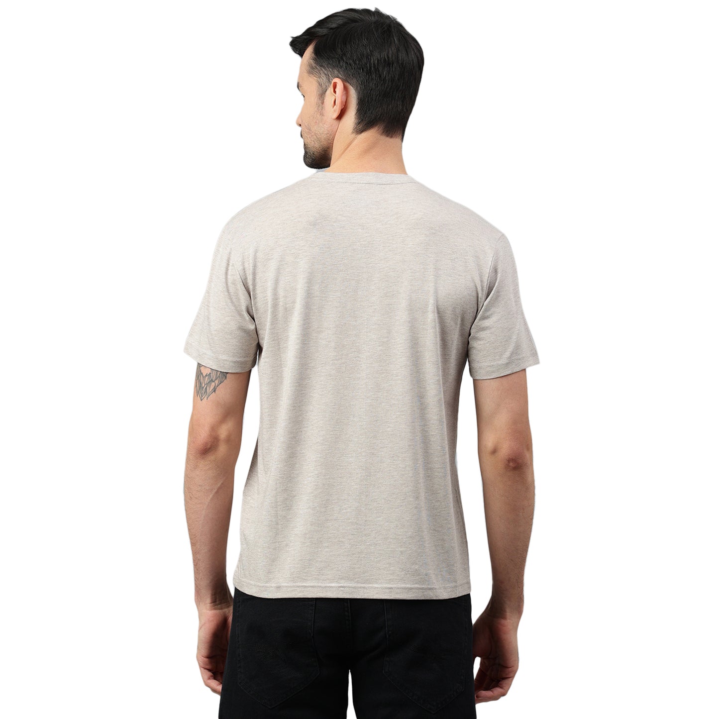 Supima Half Sleeves T-Shirt: Khaki/Light Brown