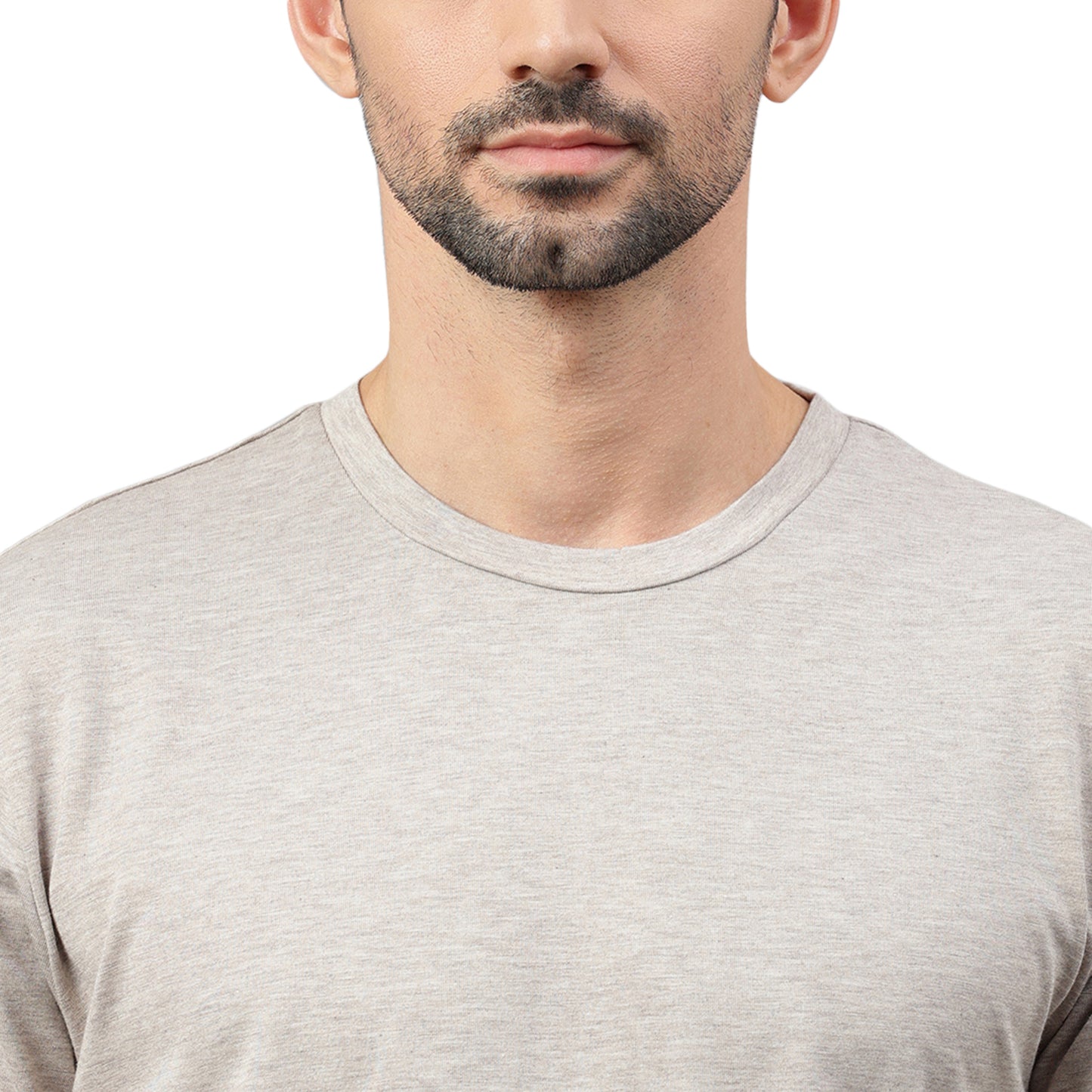 Supima Half Sleeves T-Shirt: Khaki/Light Brown