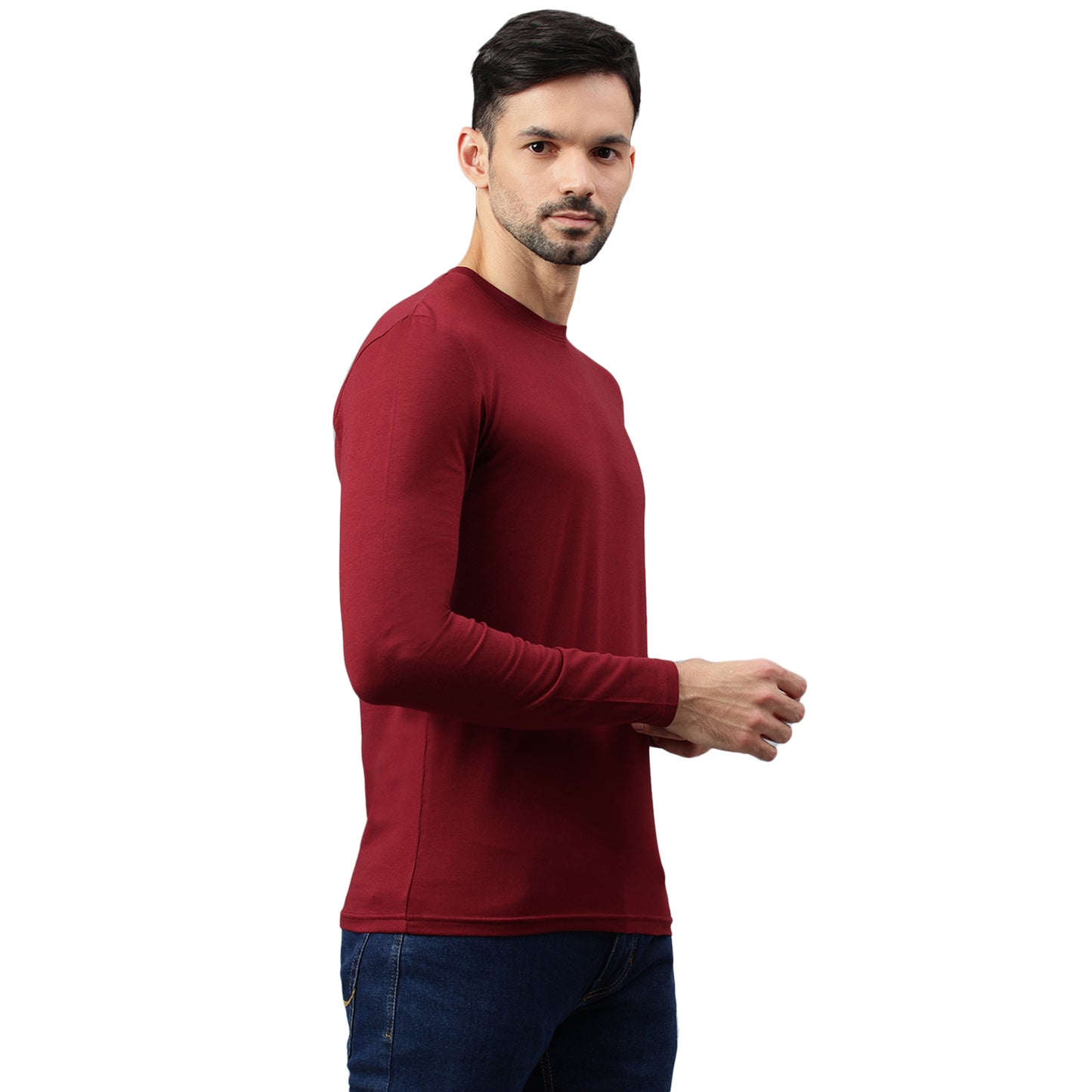 Be Simple's Supima Full Sleeves T-Shirt : Burgundy