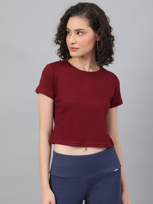 Supima Cotton Burgundy/Red Color T-shirts for women - BeSimple