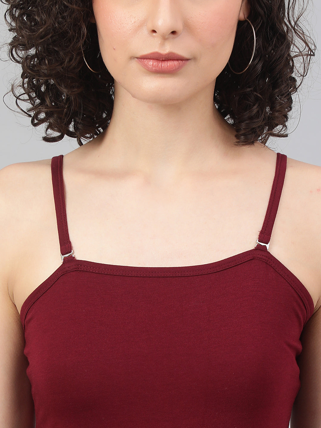Stylish spaghetti top in Supima cotton - Burgundy/Red Cotton Top for Women - BeSimple
