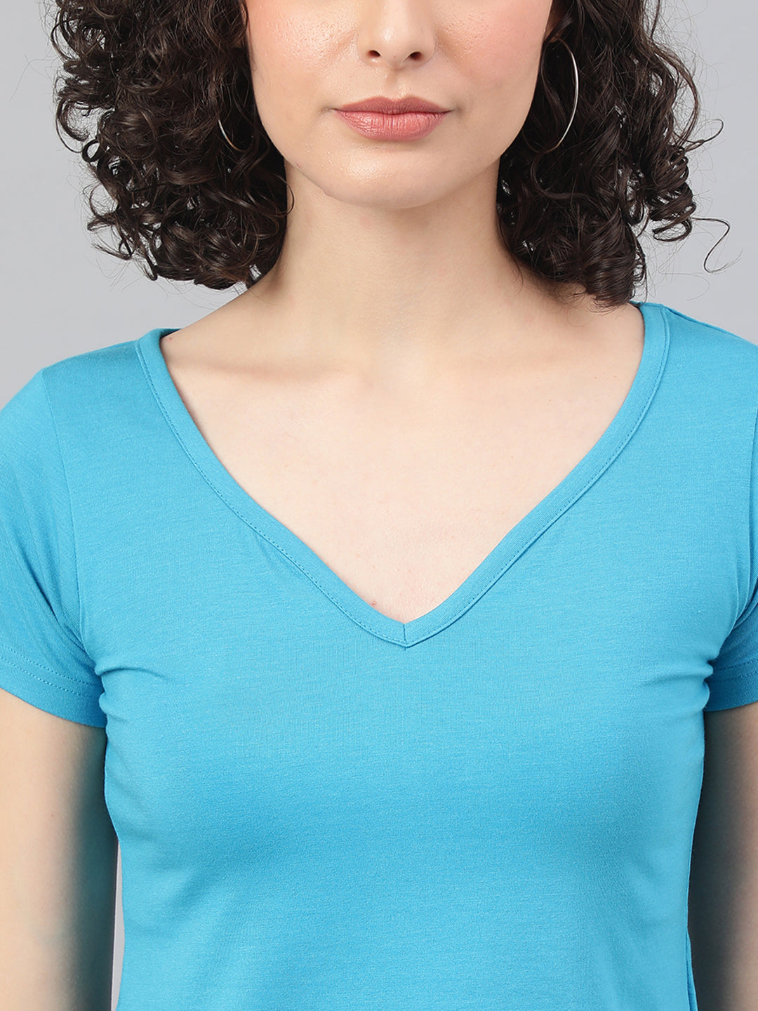 Supima V-Neck Crop : Blue