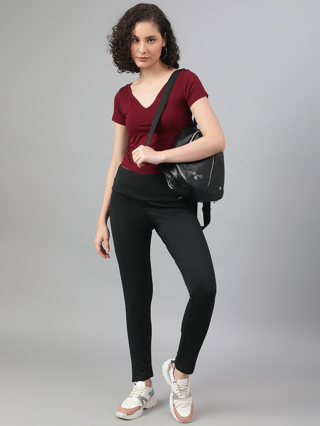 Supima V-Neck Crop : Burgundy