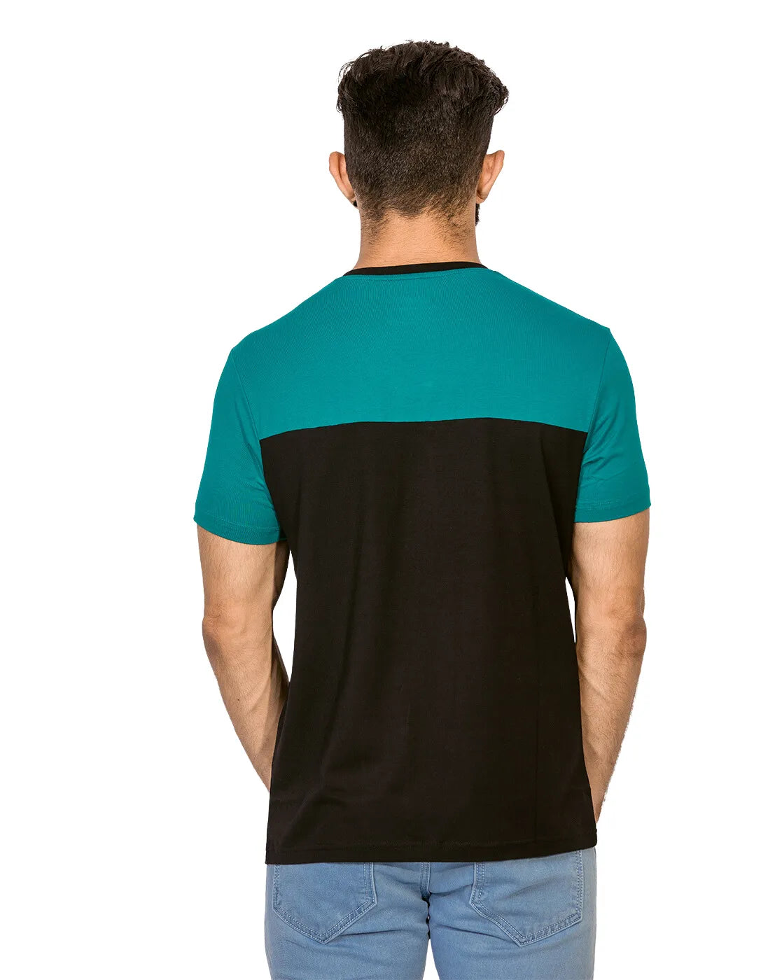 Supima Half Sleeves T-Shirt: Black and Teal