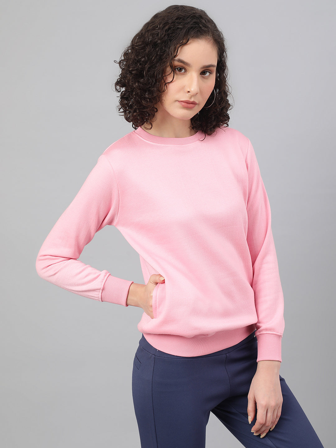 Solid Sweatshirt : Pink