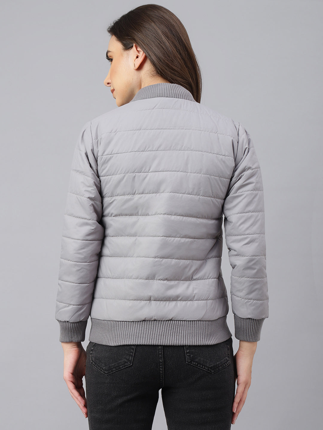 Women Bomber Jacket : Light Grey