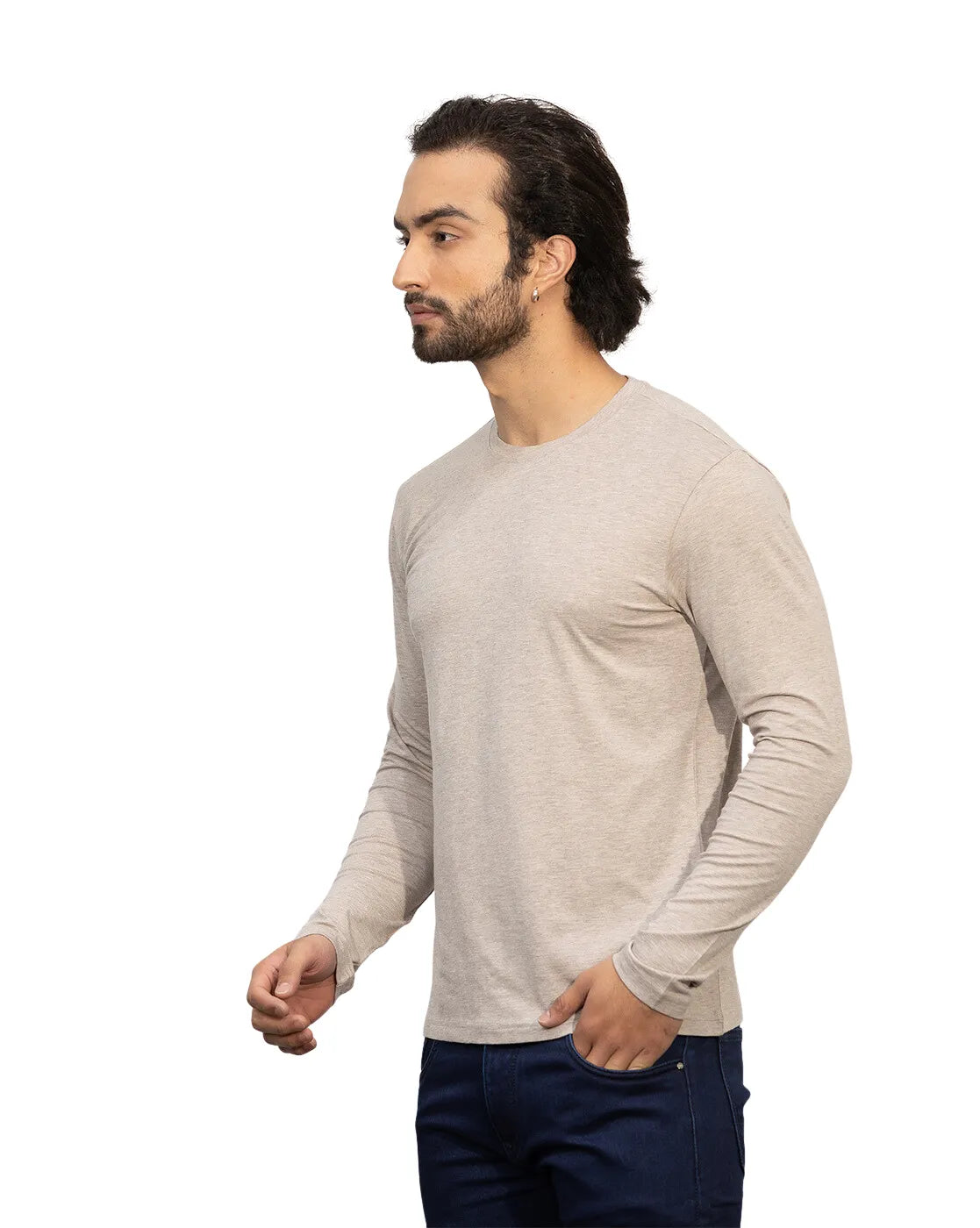 Be Simple's Supima Full Sleeves T-Shirt : Beige Melange