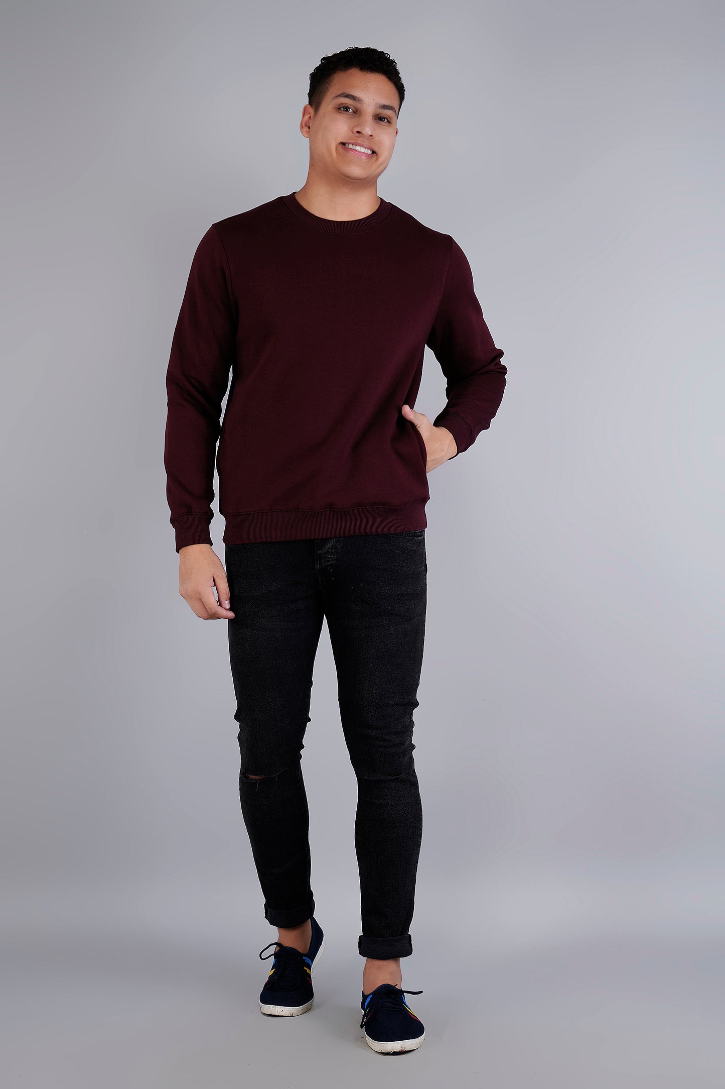 Men Solid Sweatshirts - Royal Collection