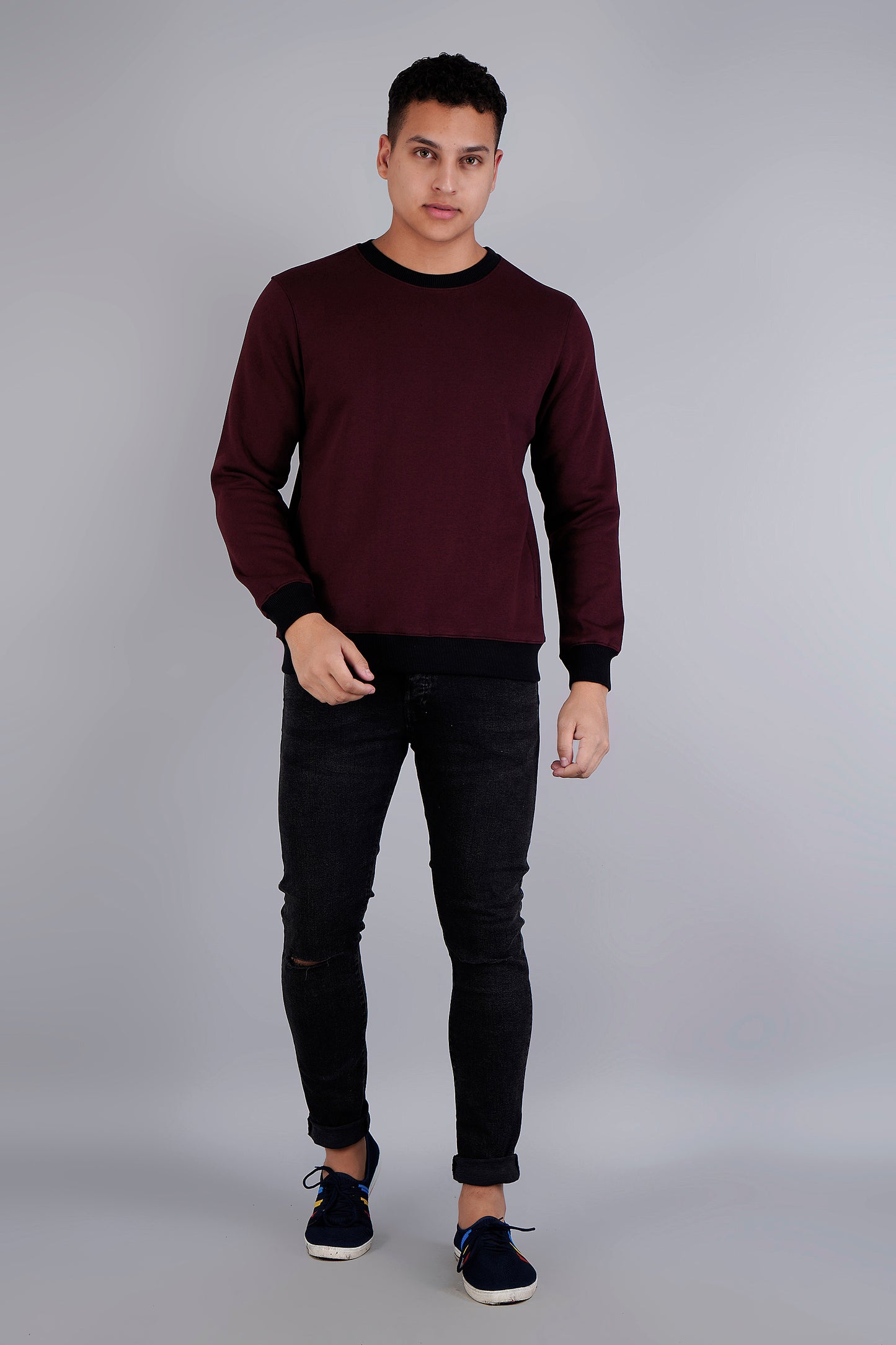 Men Solid Sweatshirts - Royal Collection