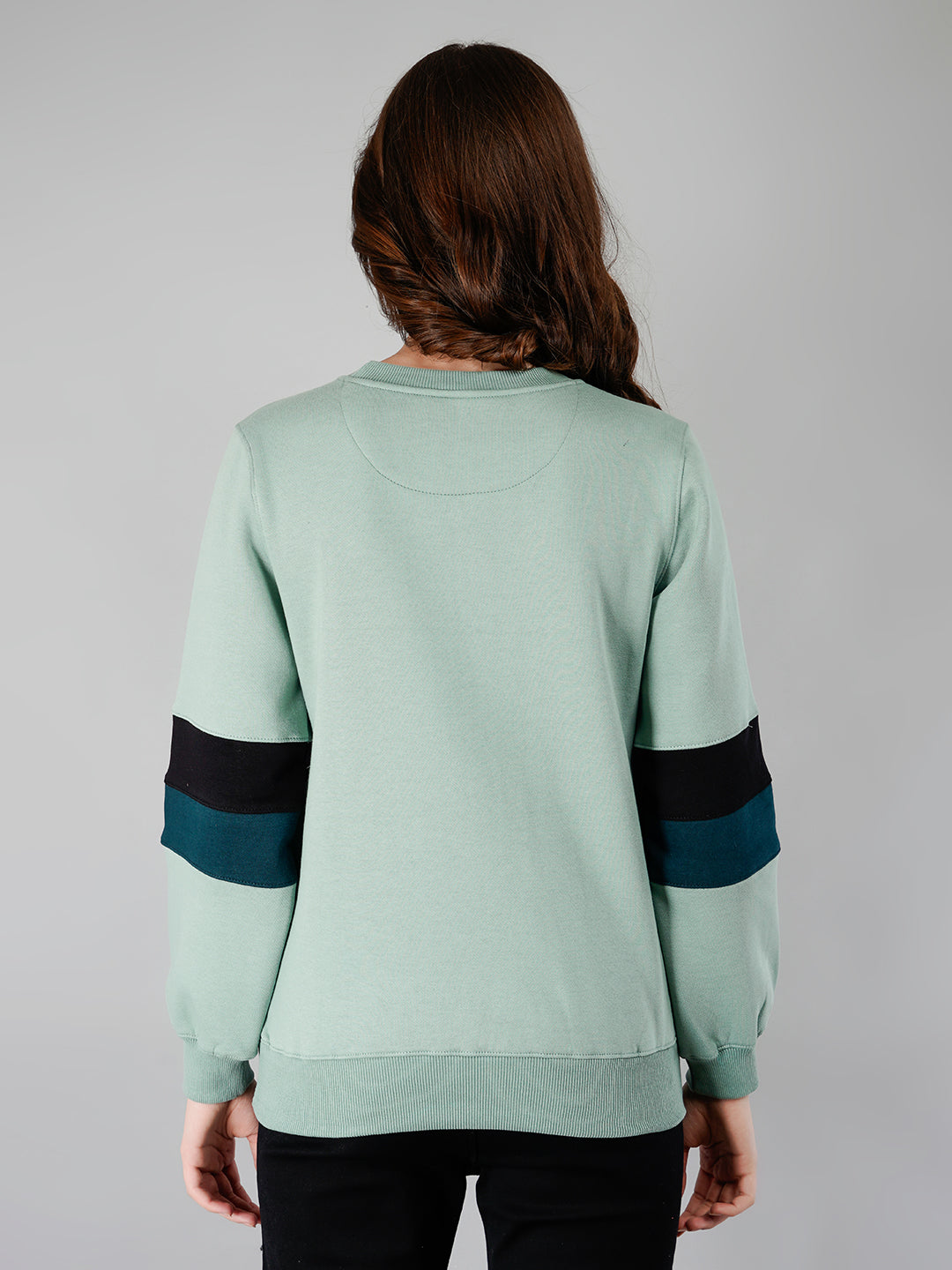 Solid Sweatshirt : Seagreen (Color Block Sleeve)