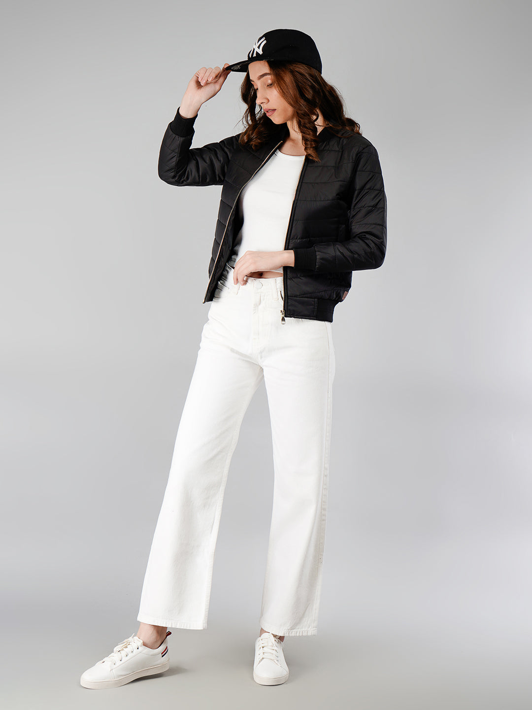 Women Bomber Jacket : Black