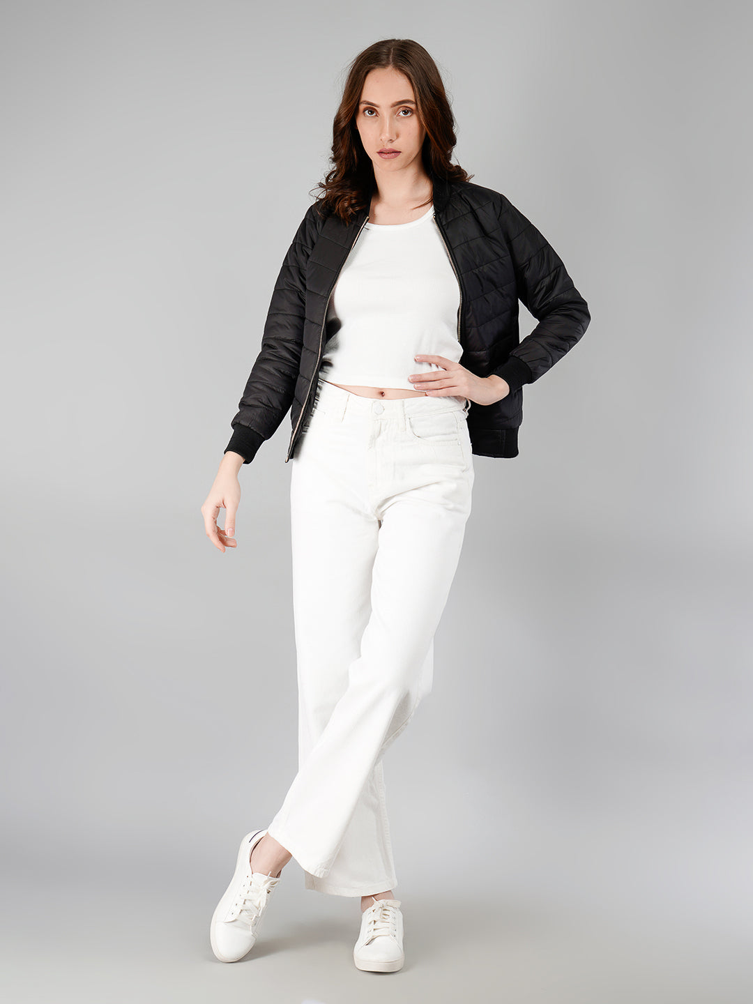Women Bomber Jacket : Black