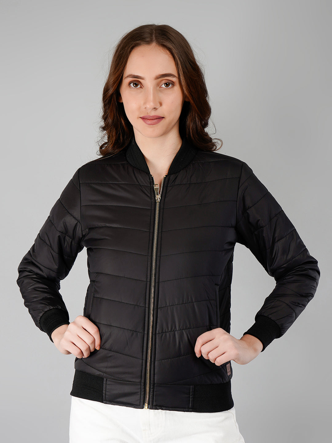 Women Bomber Jacket : Black