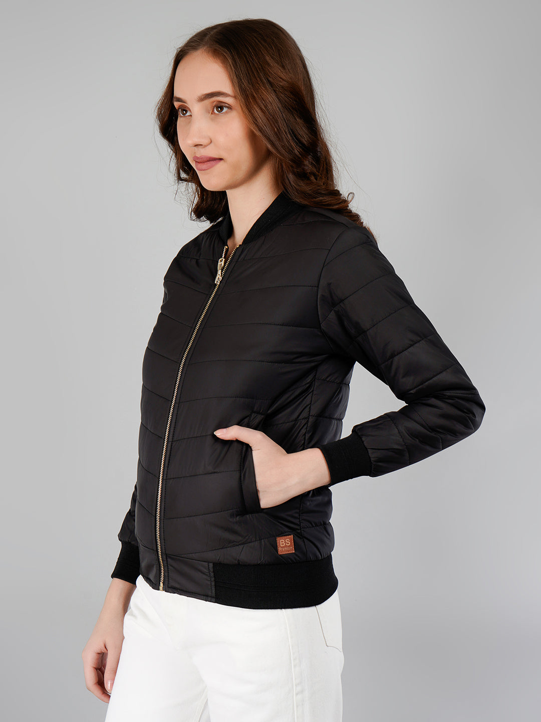 Women Bomber Jacket : Black