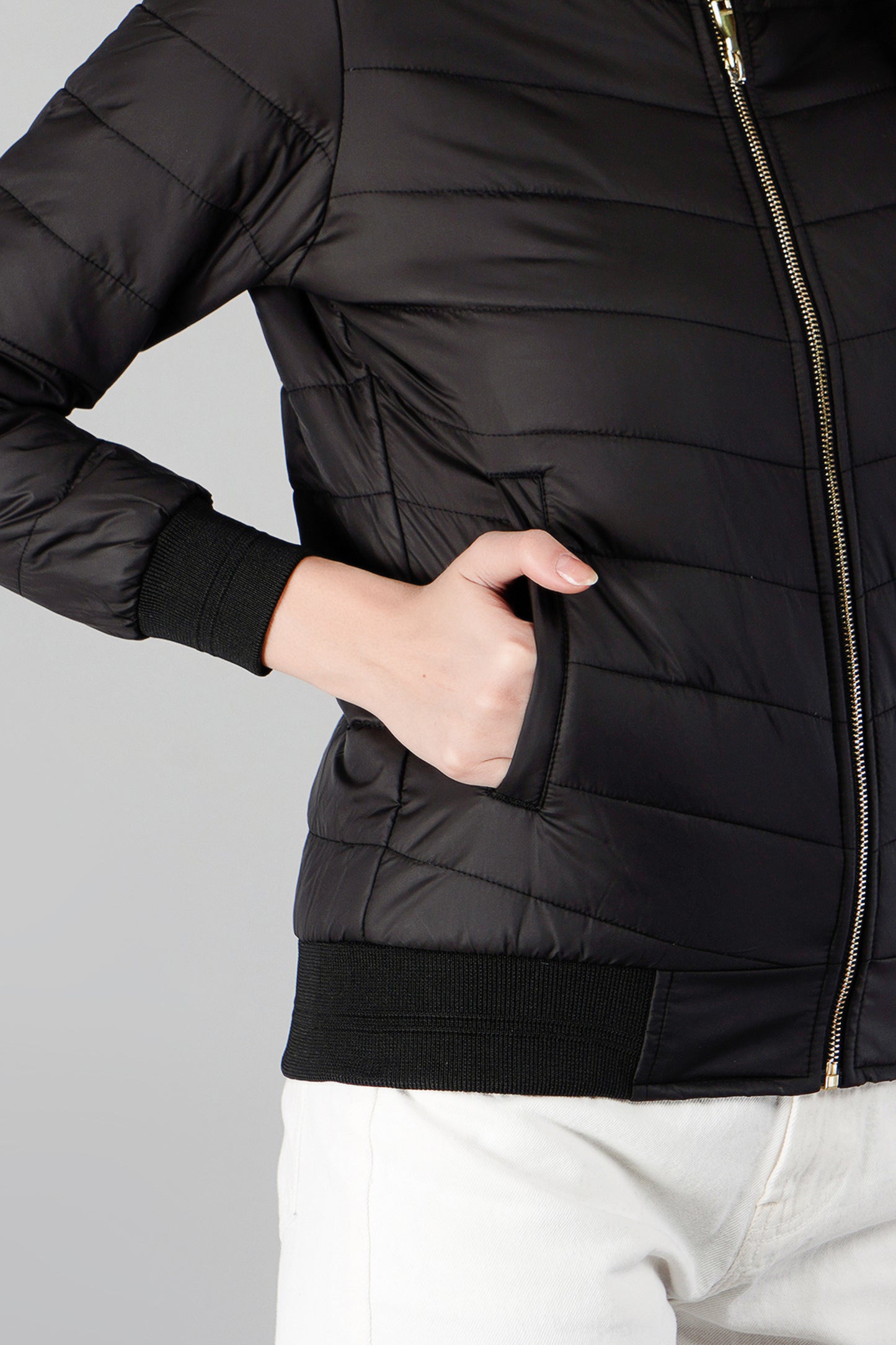 Women Bomber Jacket : Black
