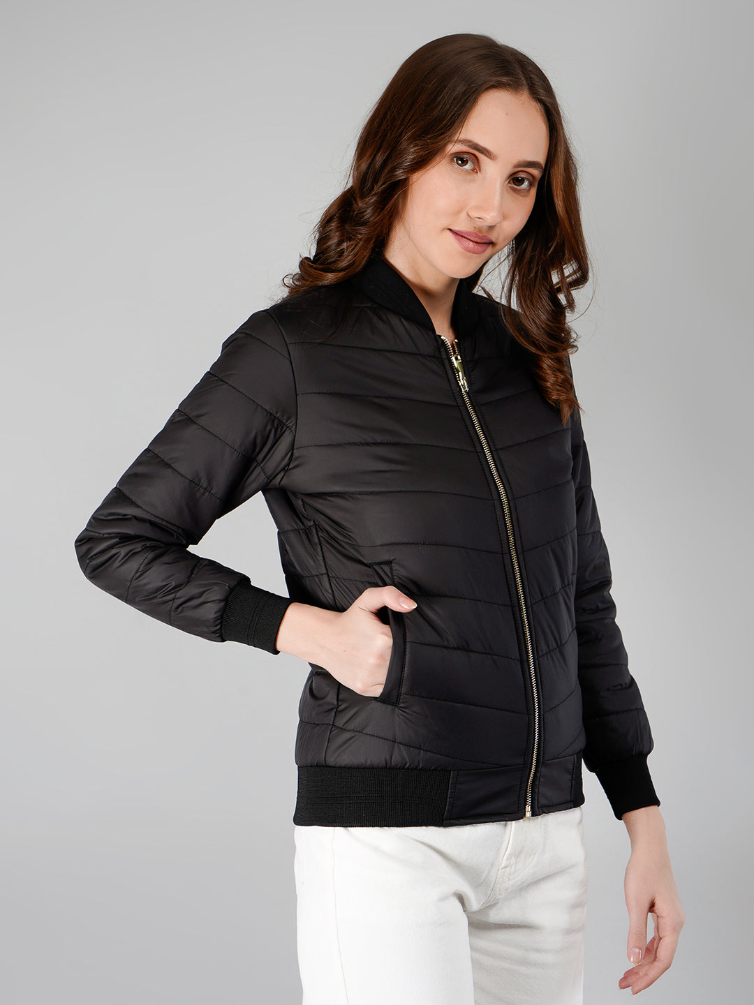 Women Bomber Jacket : Black