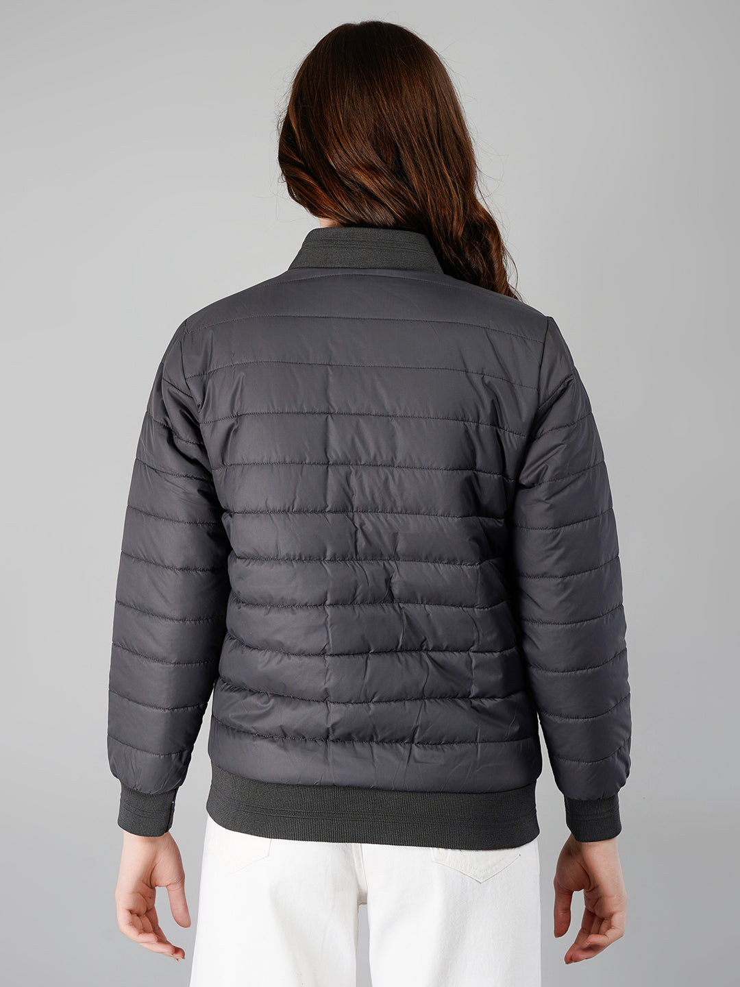 Women Bomber Jacket : Grey