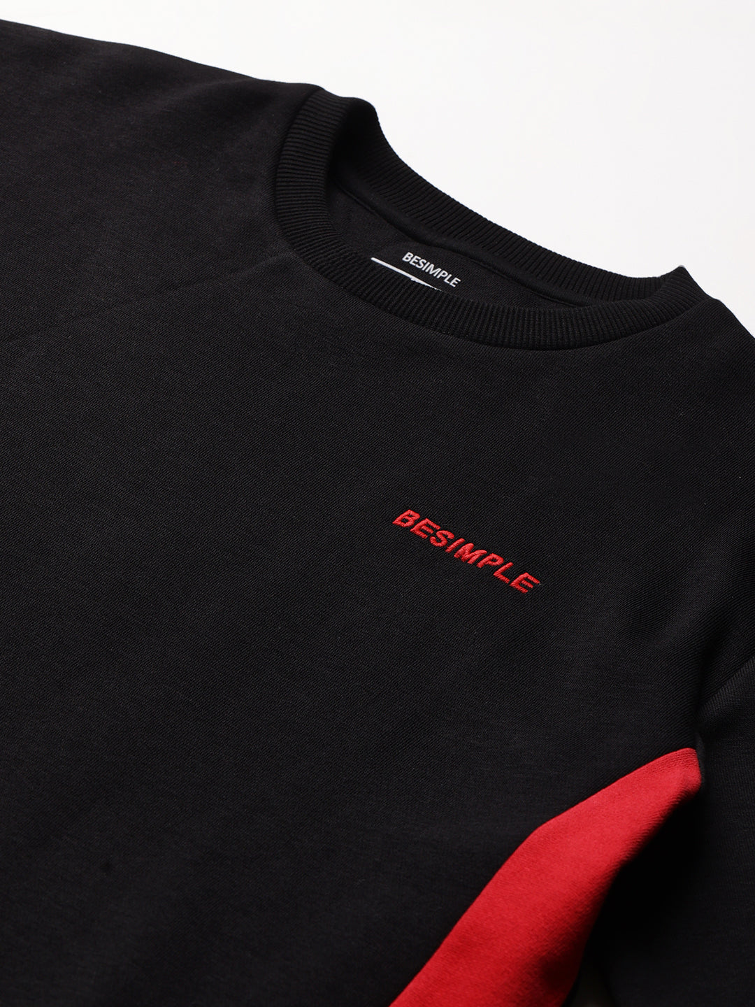 Solid Sweatshirt : Black & Red