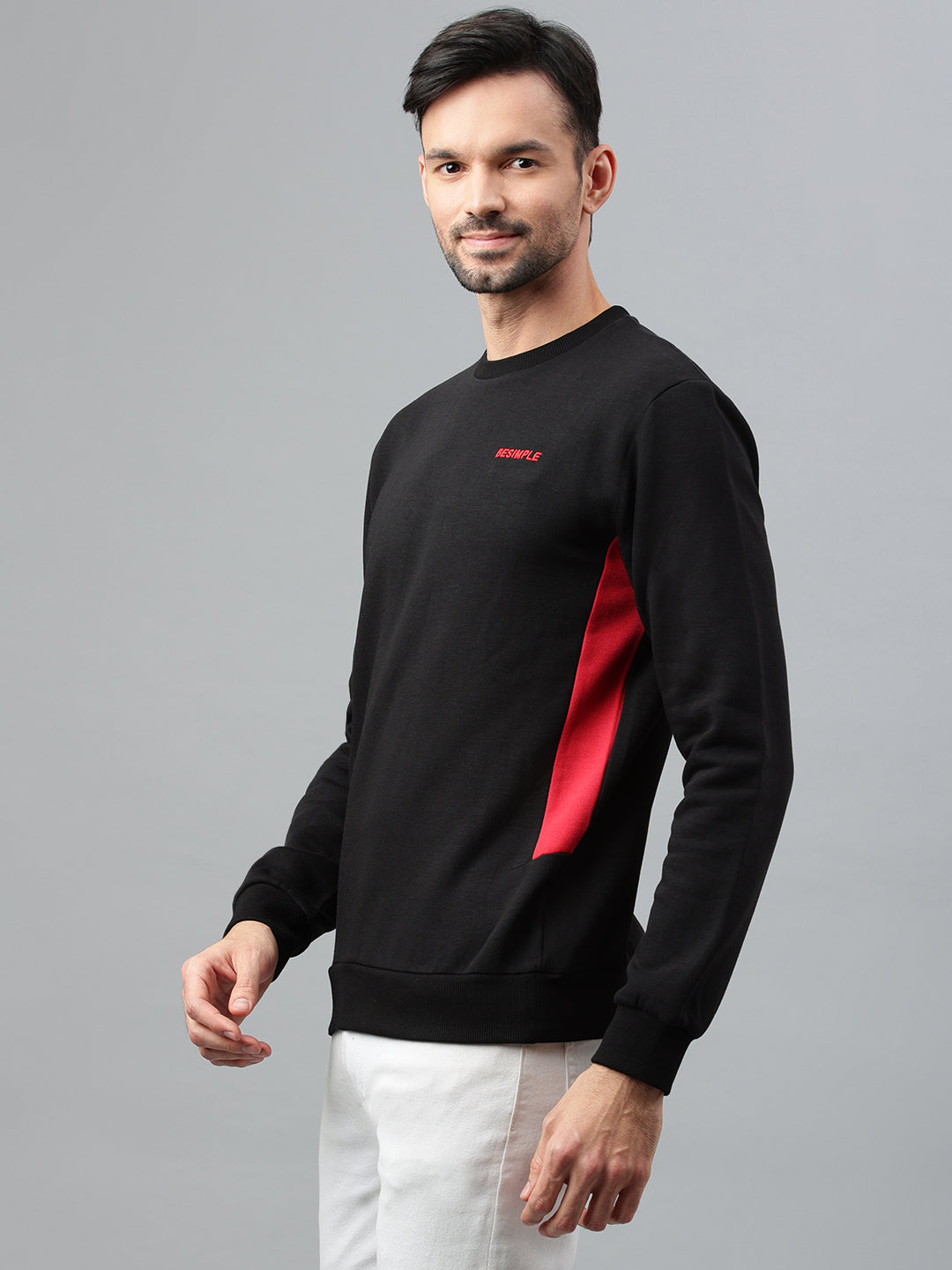 Solid Sweatshirt : Black & Red