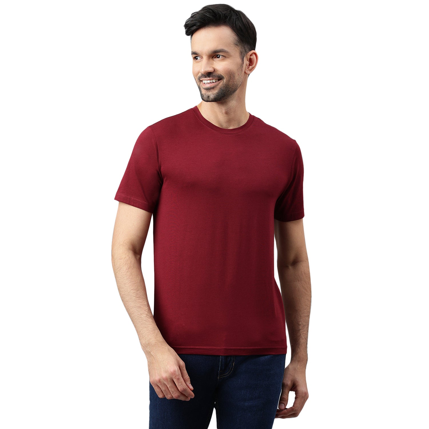 Supima Half Sleeves T-Shirt: Burgundy