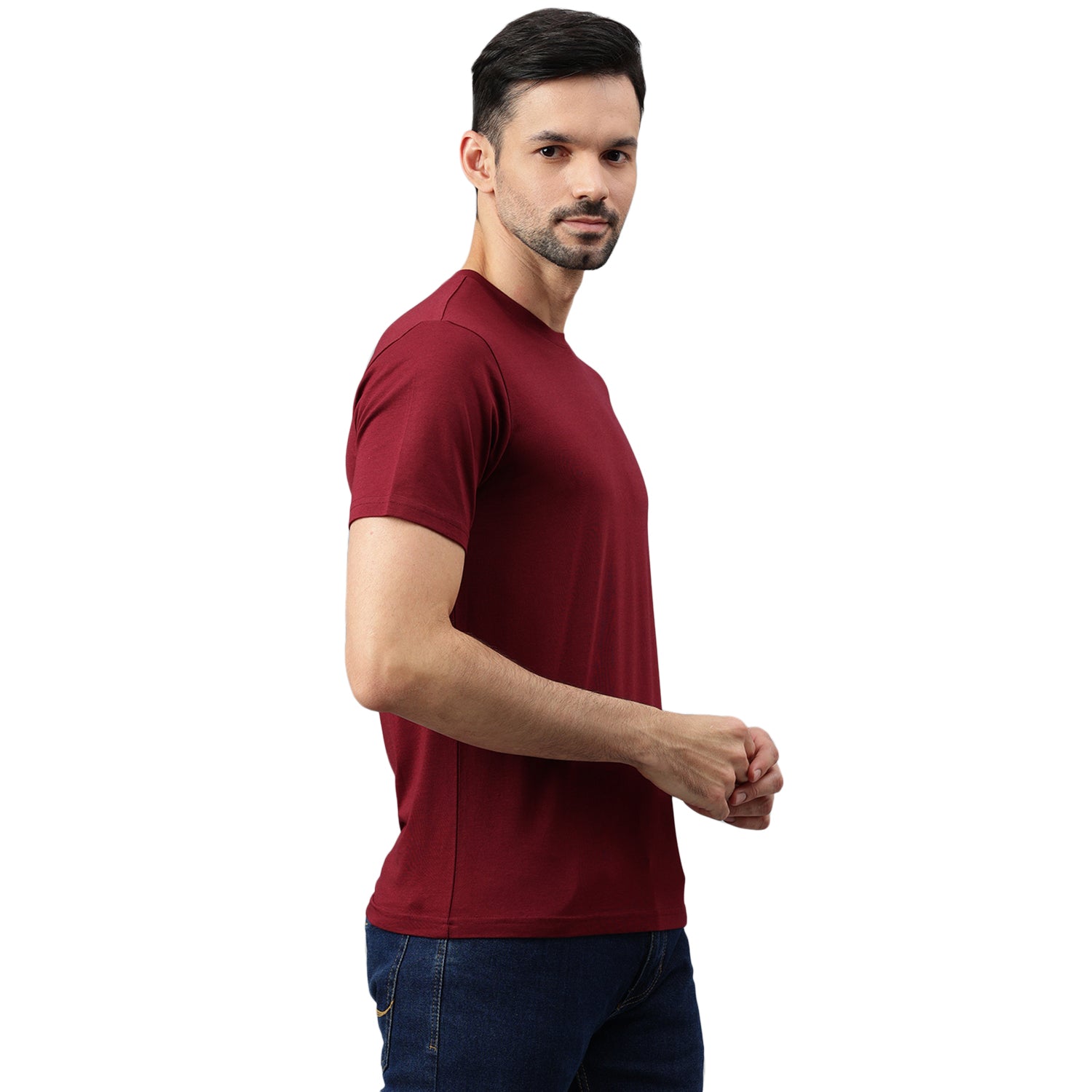 Supima Half Sleeves T-Shirt: Burgundy