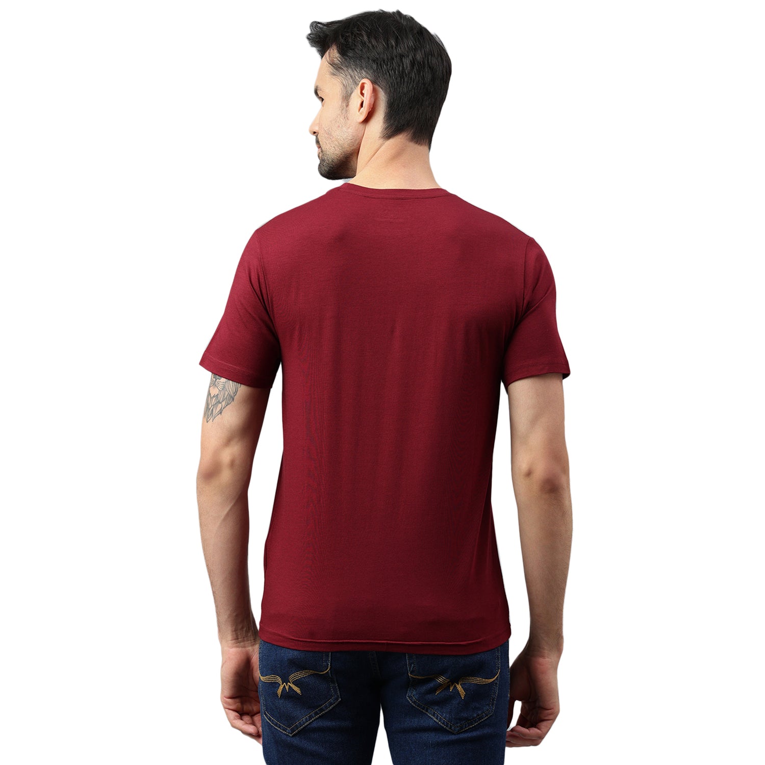 Supima Half Sleeves T-Shirt: Burgundy