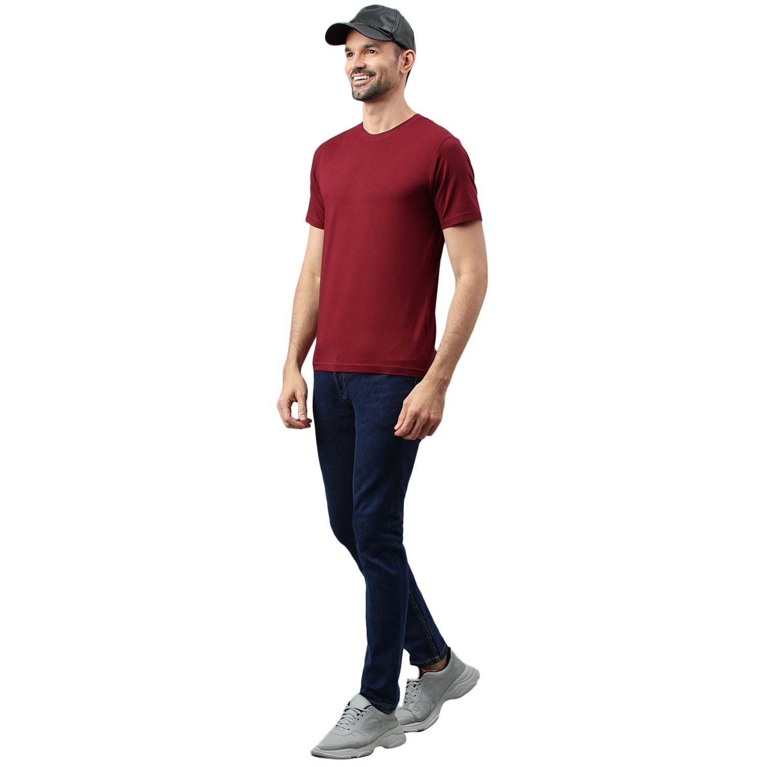 Supima Half Sleeves T-Shirt: Burgundy