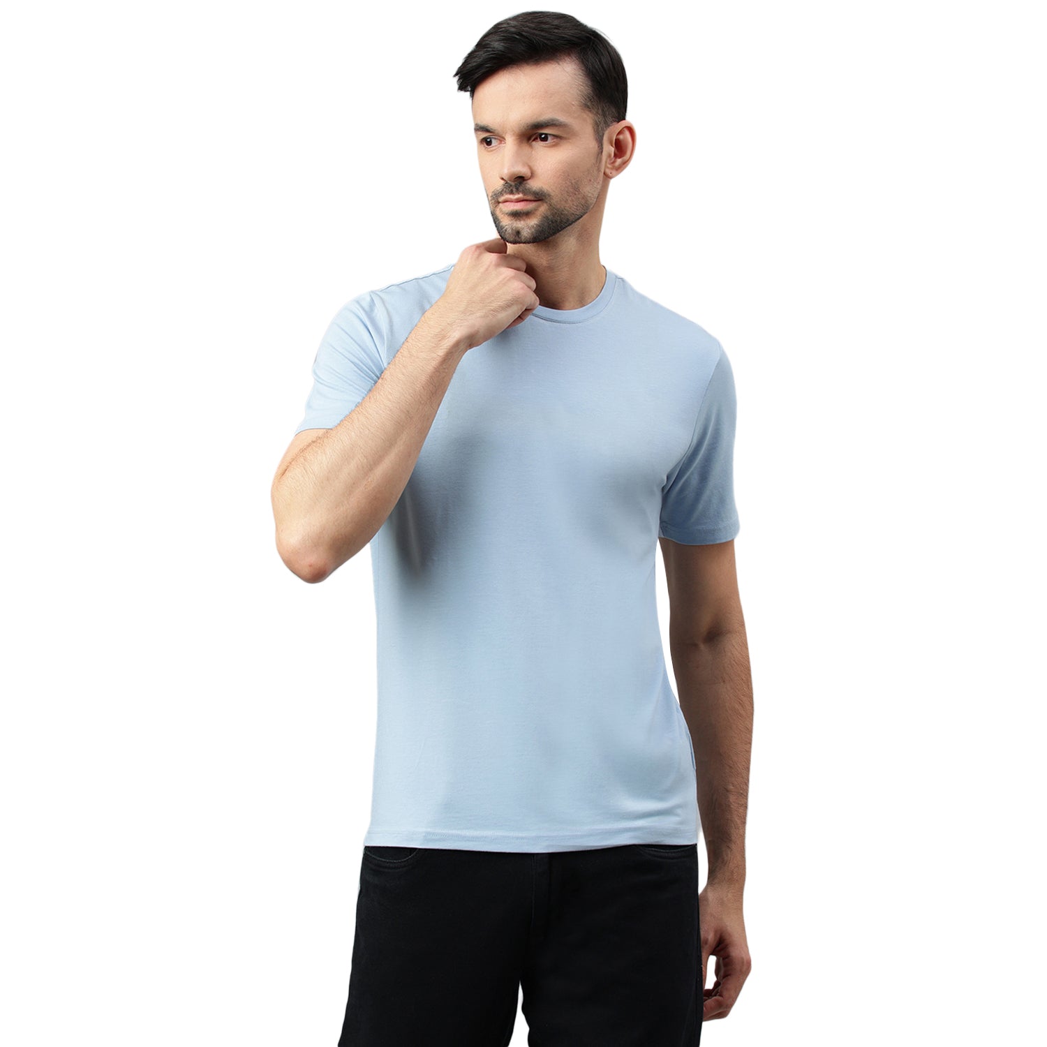 Supima Half Sleeves T-Shirt: Chambray Blue