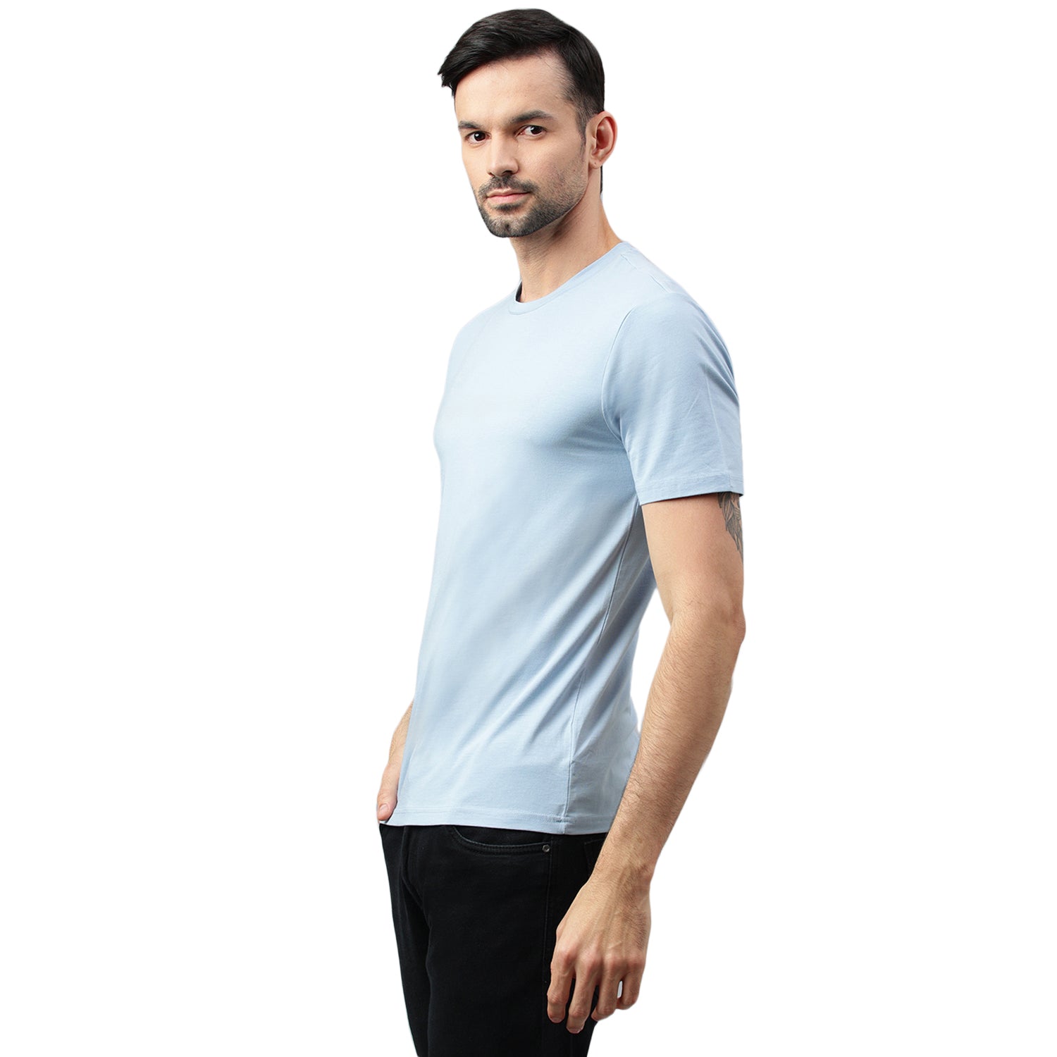 Supima Half Sleeves T-Shirt: Chambray Blue