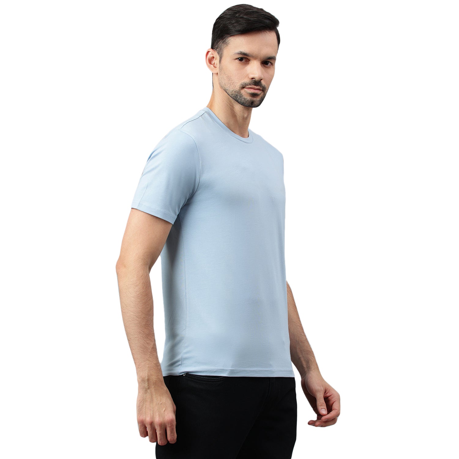 Supima Half Sleeves T-Shirt: Chambray Blue