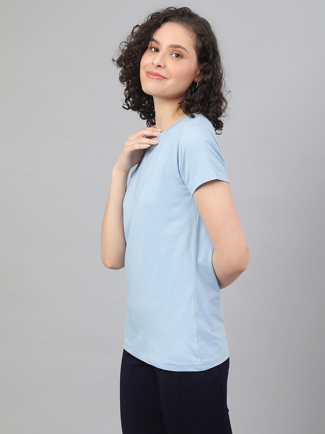 Supima Half Sleeves : Chambray Blue