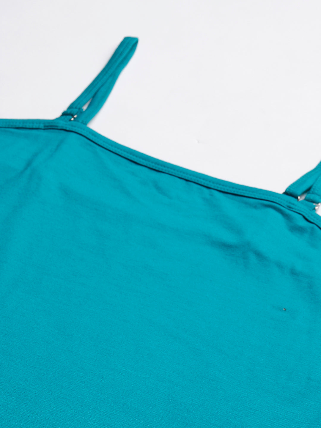 Stylish spaghetti top in Supima cotton - Teal/Sky Blue Cotton Top for Women - BeSimple