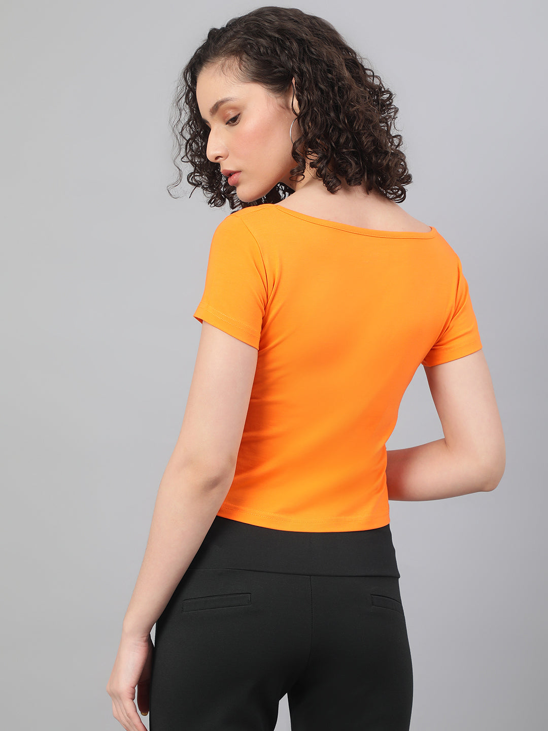 Supima V-Neck Crop : Orange