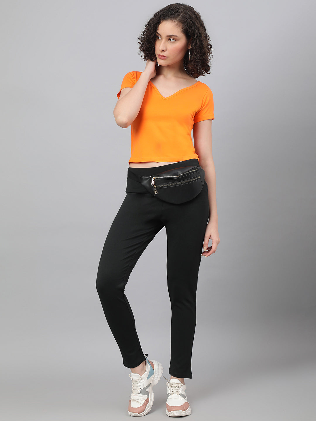 Supima V-Neck Crop : Orange