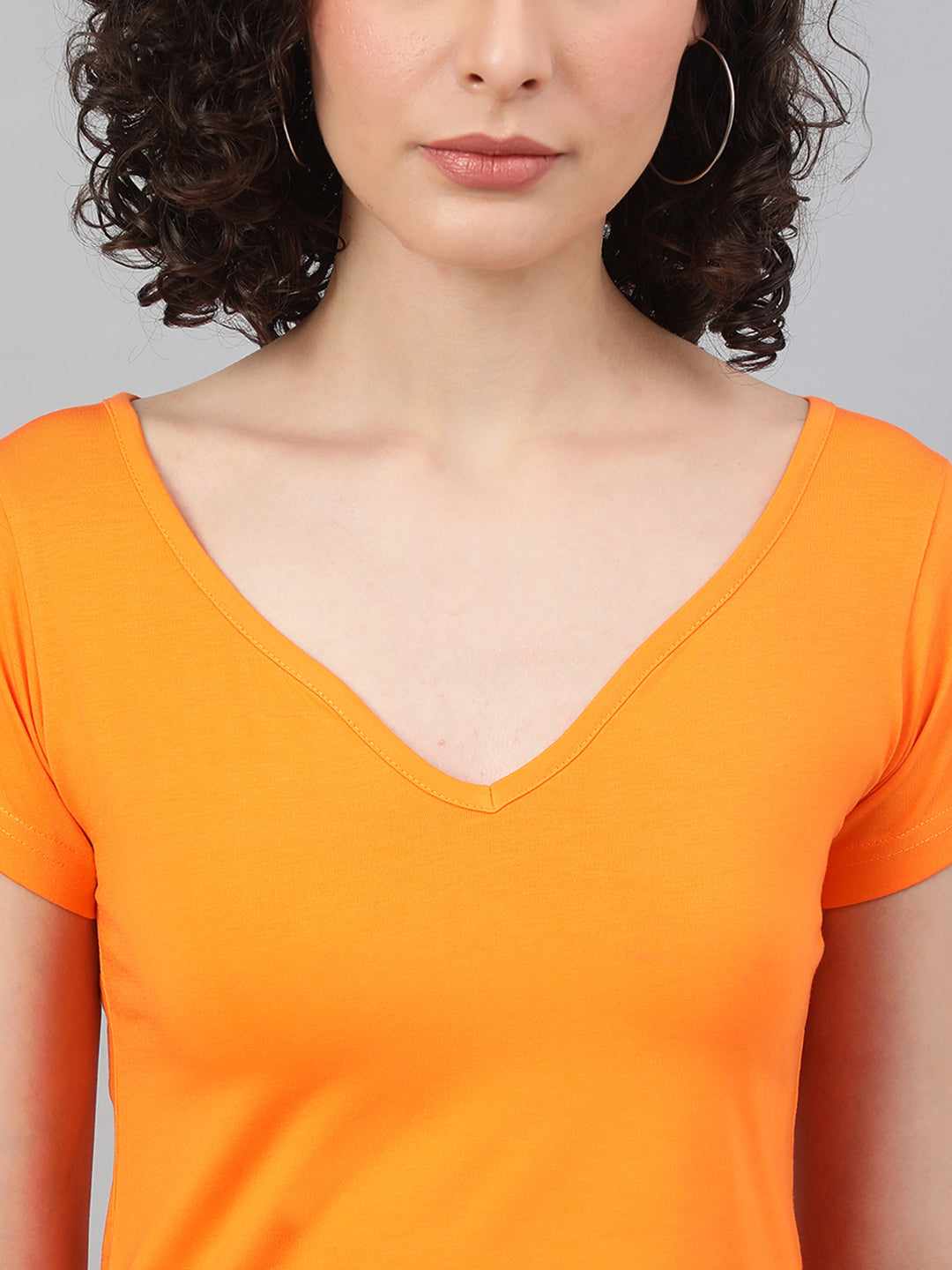 Supima V-Neck Crop : Orange