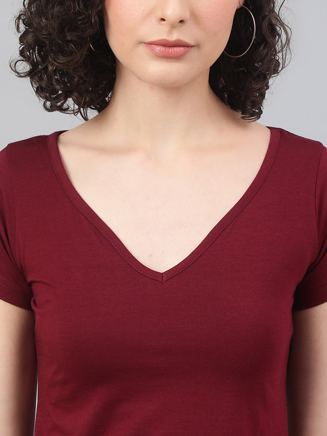 Supima V-Neck Crop : Burgundy