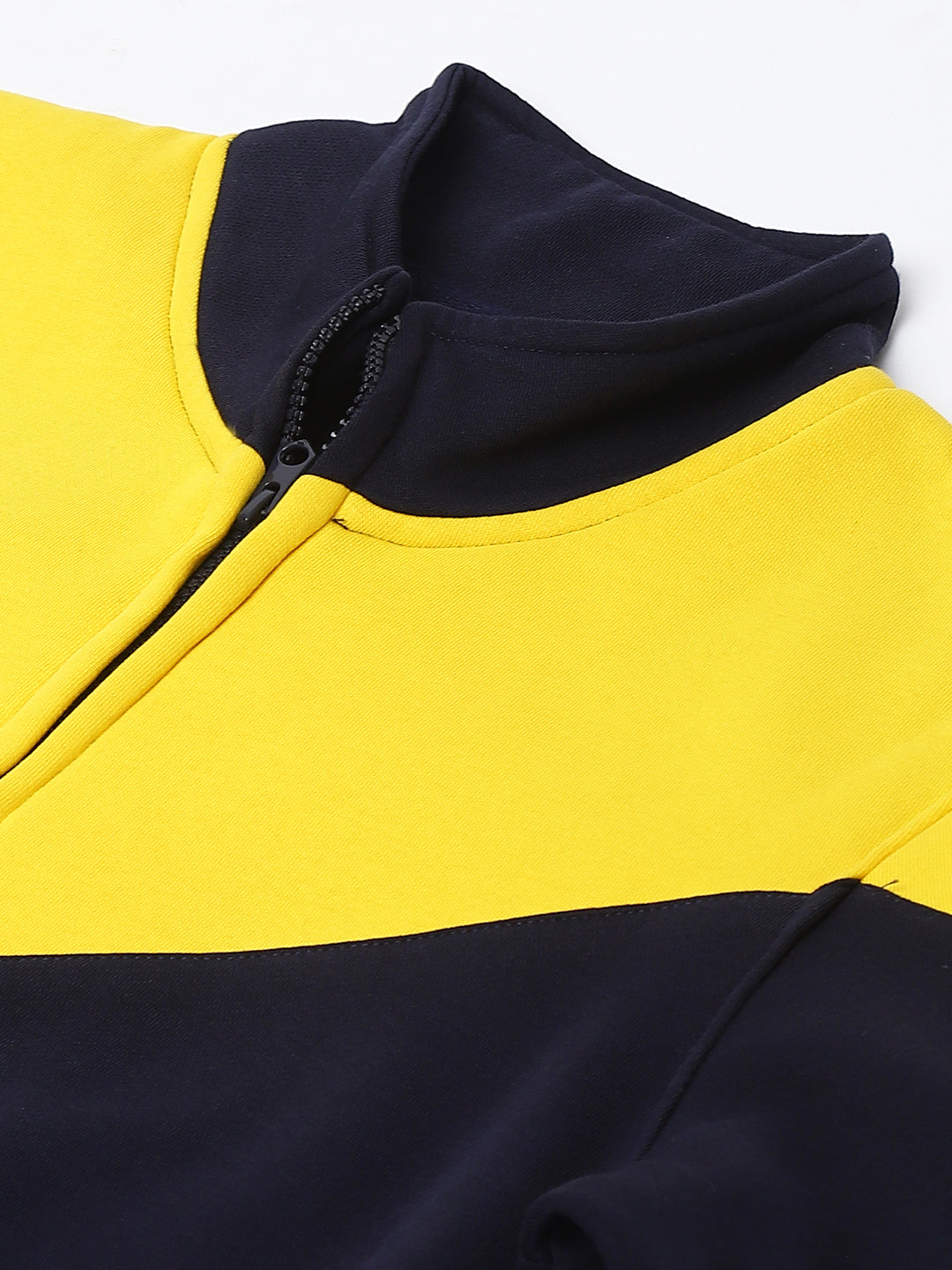 Men Fleece Zipper : Black & Yellow