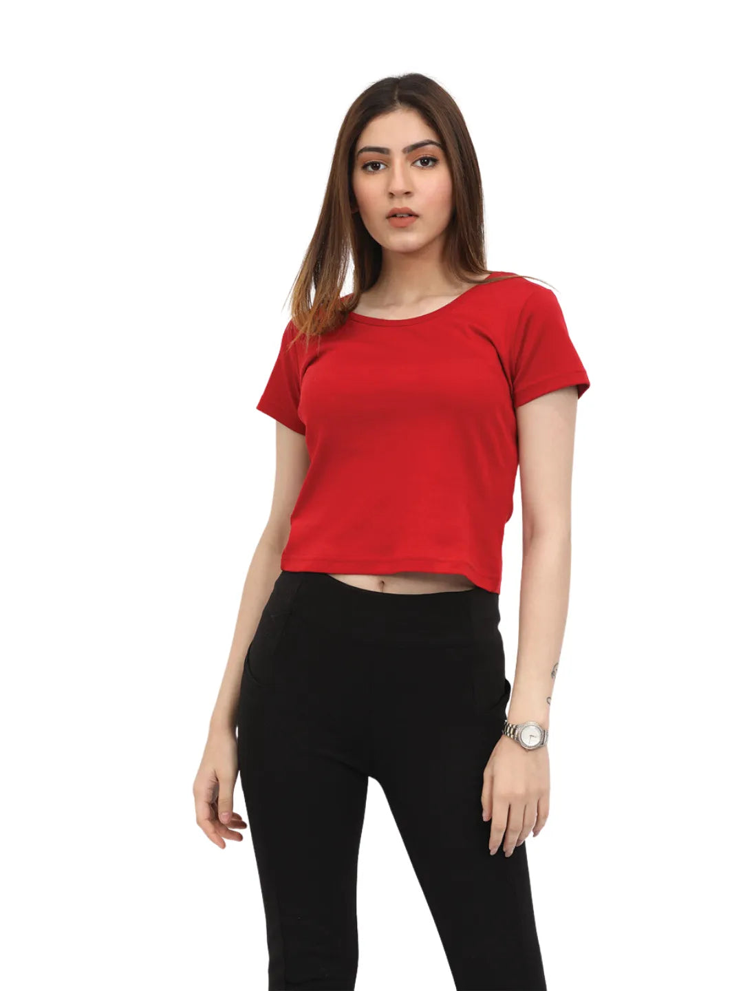 Women's Cotton Crop T-Shirt | Red T-Shirt for Women | Be Simple