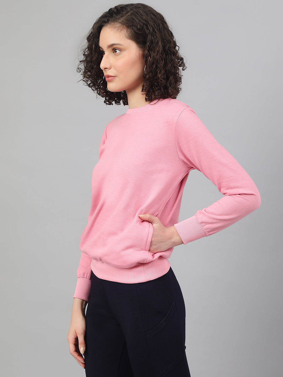 Solid Sweatshirt : Dark Pink