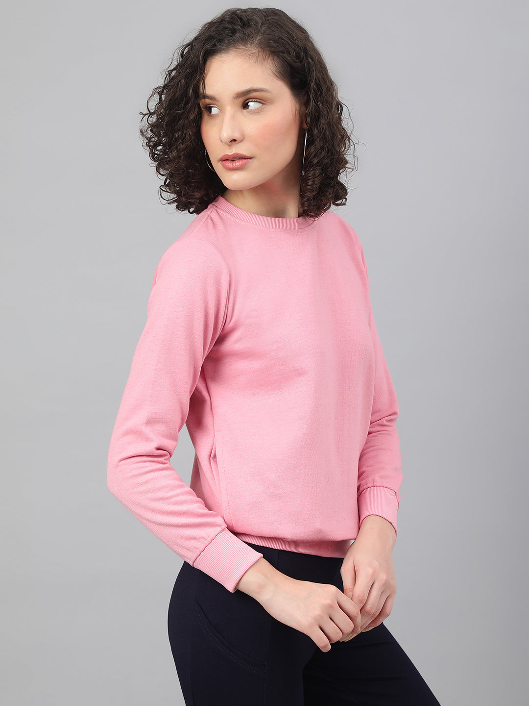 Solid Sweatshirt : Dark Pink