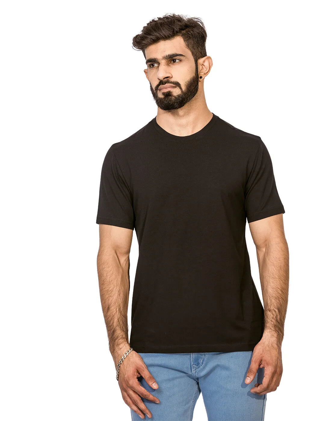 Supima Half Sleeves T-Shirt: Black