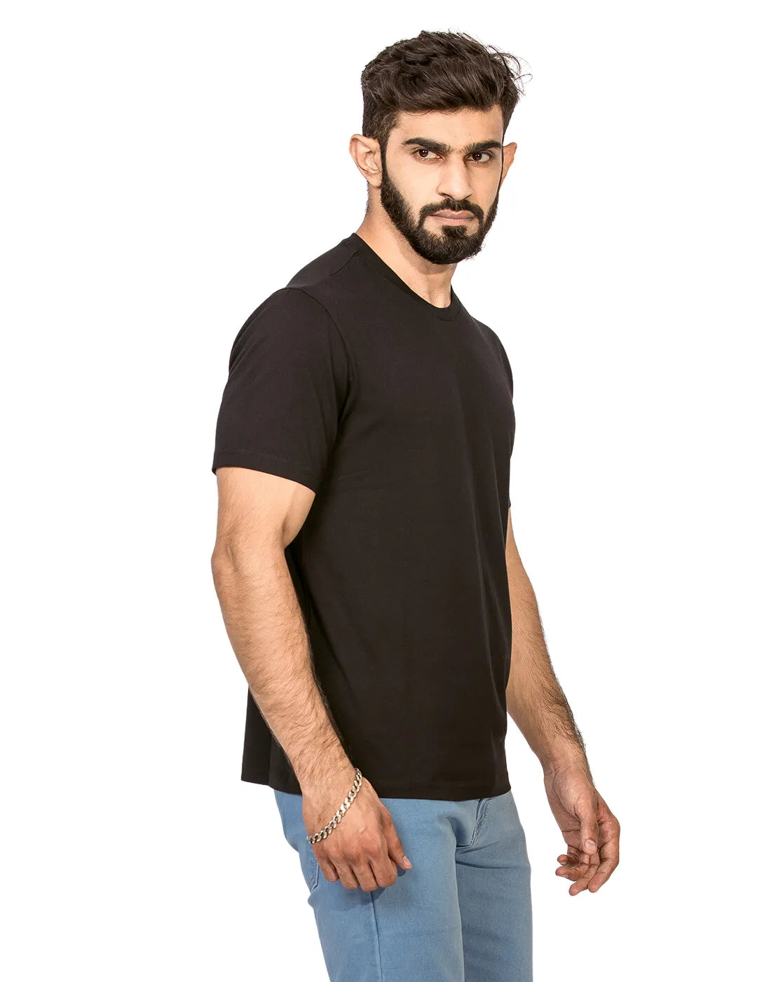 Supima Half Sleeves T-Shirt: Black