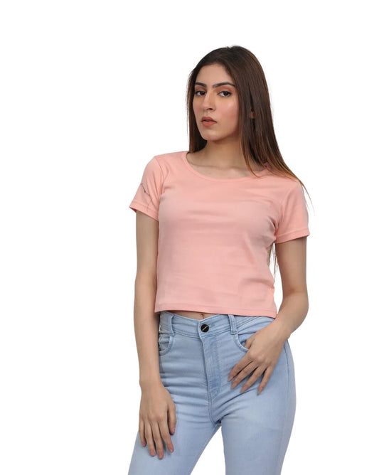 Women's Cotton Crop T-Shirt | Pink T-Shirt for Women | Be Simple