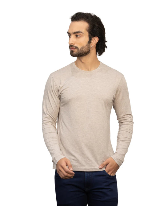 Be Simple's Supima Full Sleeves T-Shirt : Beige Melange