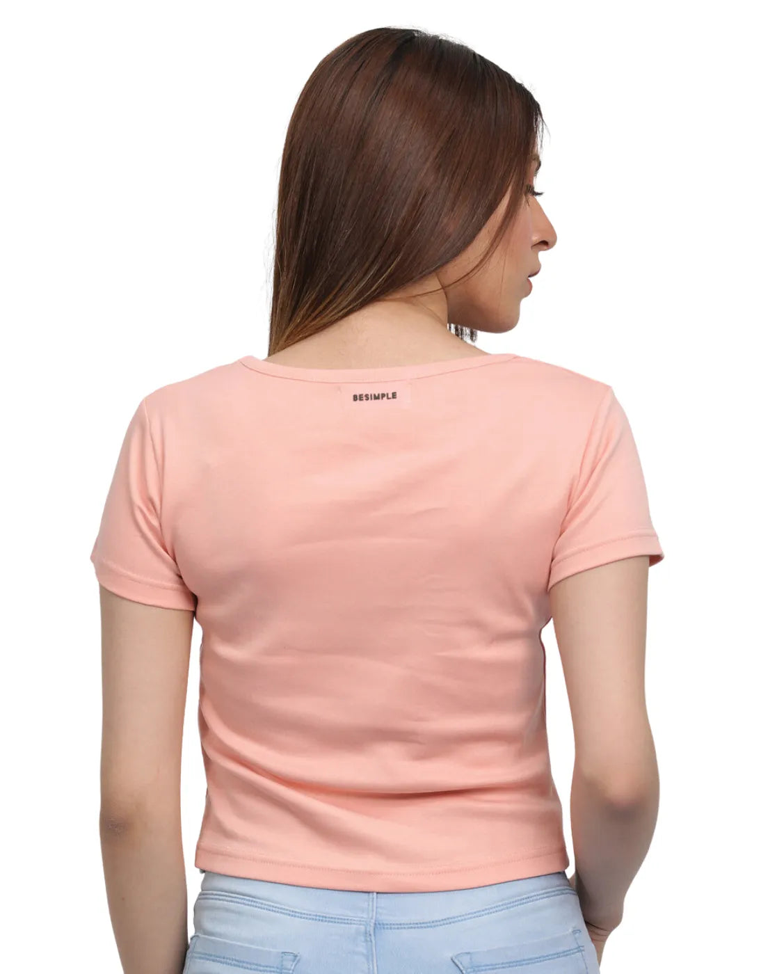 Women's Cotton Crop T-Shirt | Pink T-Shirt for Women | Be Simple