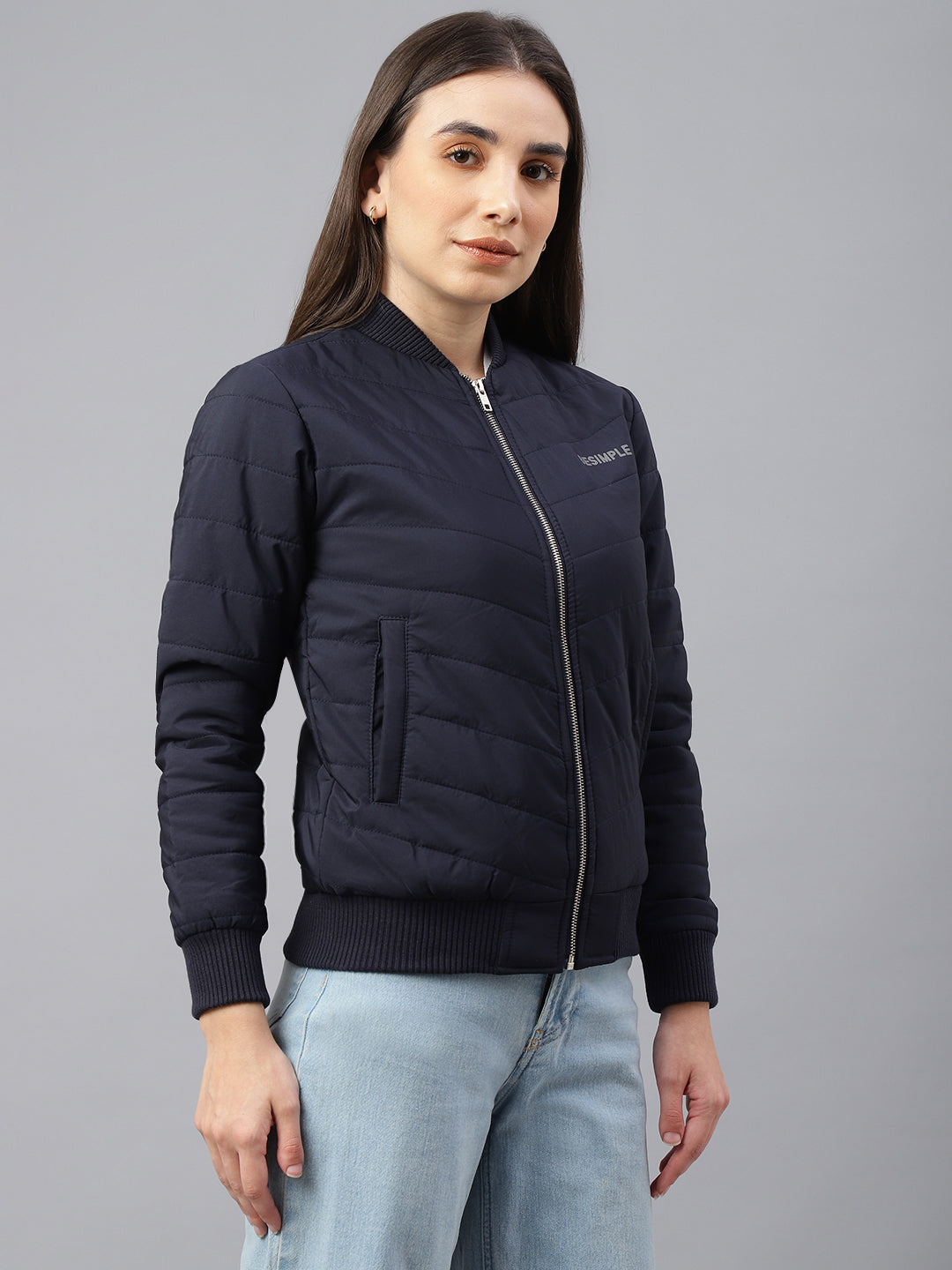 Women Bomber Jacket : Navy