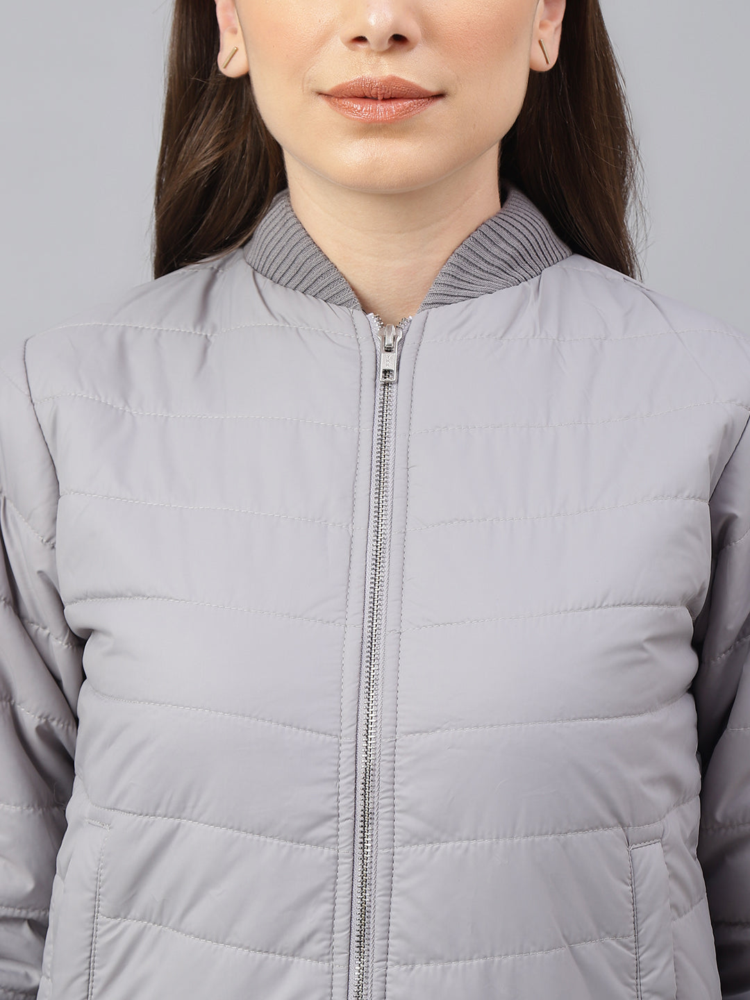 Women Bomber Jacket : Light Grey