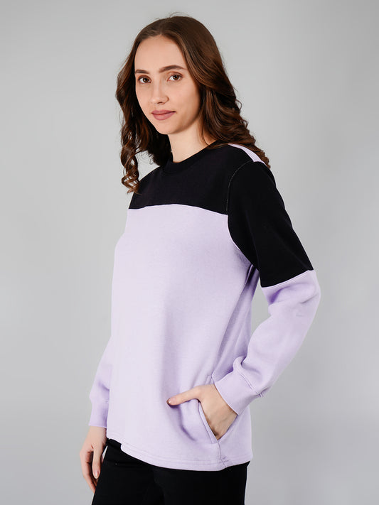 Solid Sweatshirt : Lavender / Black